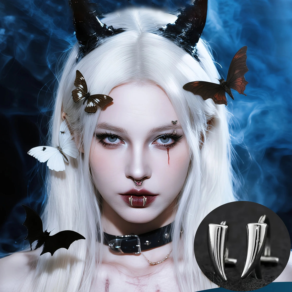 Vampire Fangs Fake Lip Rings Jewelry Halloween Cosplay