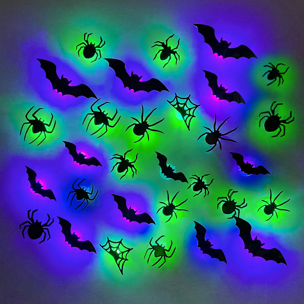 3D Bat LED Light Wall Stickers Halloween Cosplay