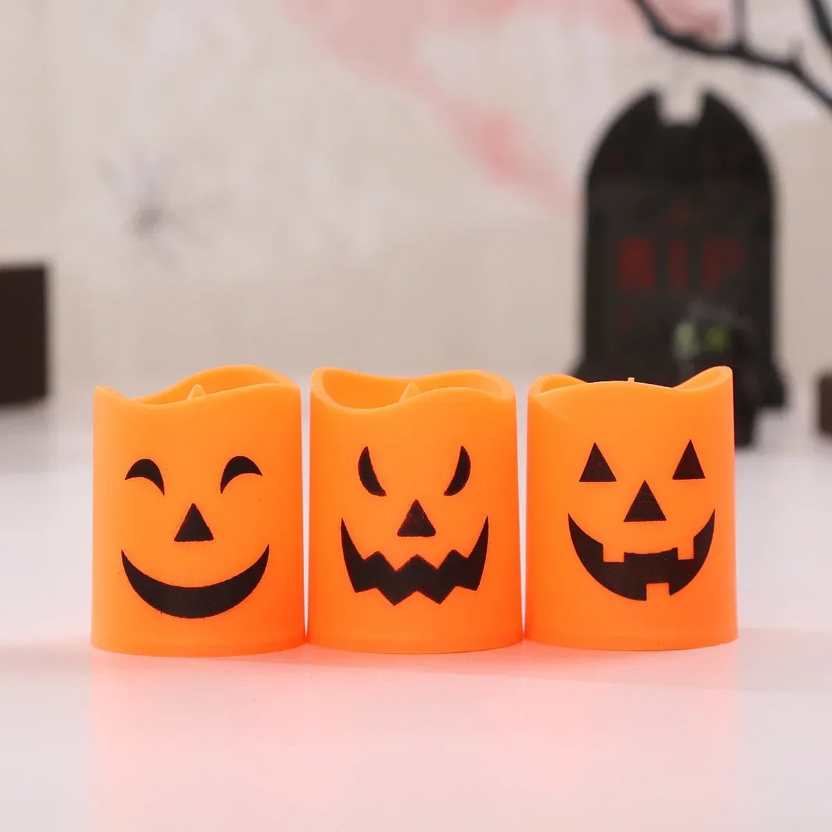 6Pcs Pumpkin Skull Ghost LED Candle Lights Halloween Cosplay
