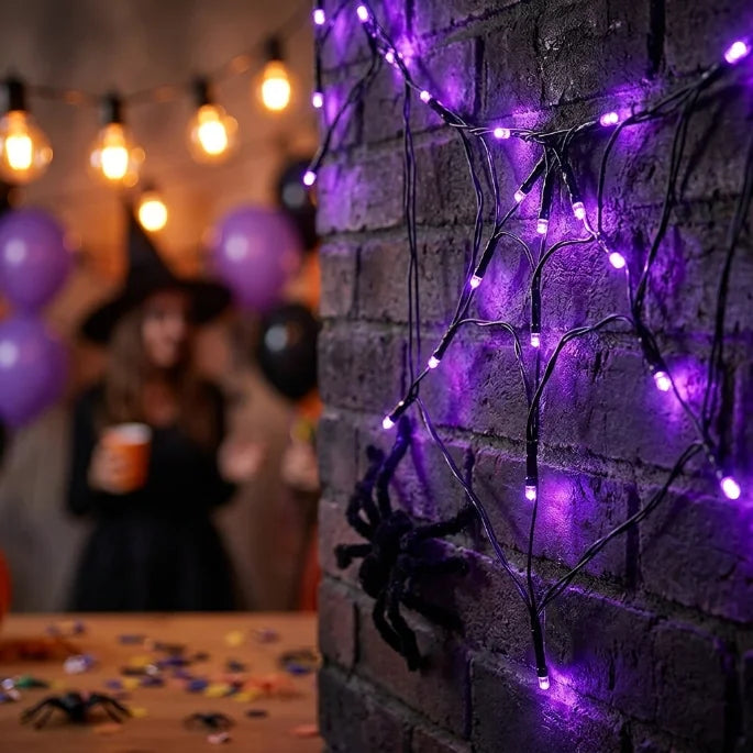 Spider Web LED String Lights Halloween Cosplay