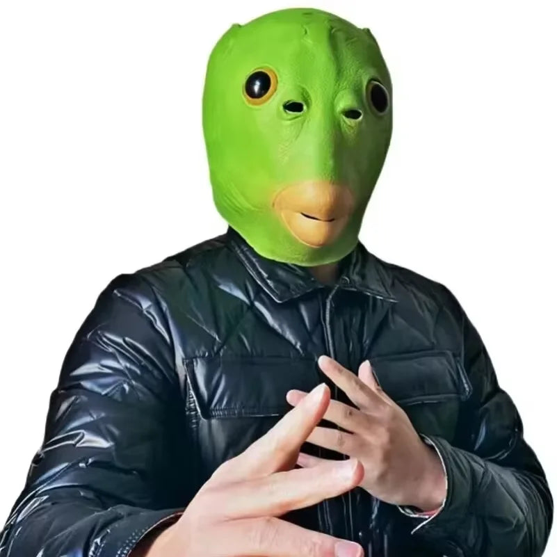 Funny Green Fish Head Latex Mask Halloween Cosplay