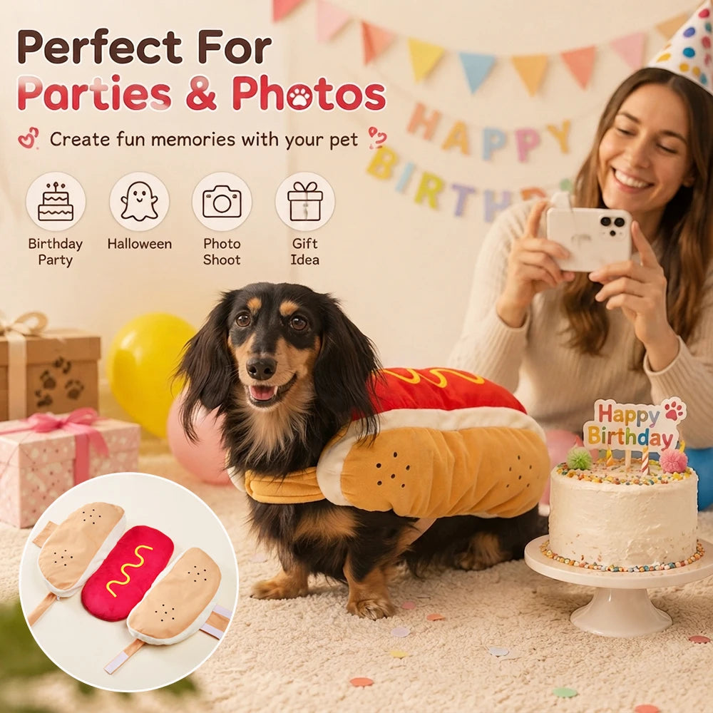 Pet Hot Dog Outfit Cat Dog Halloween Cosplay