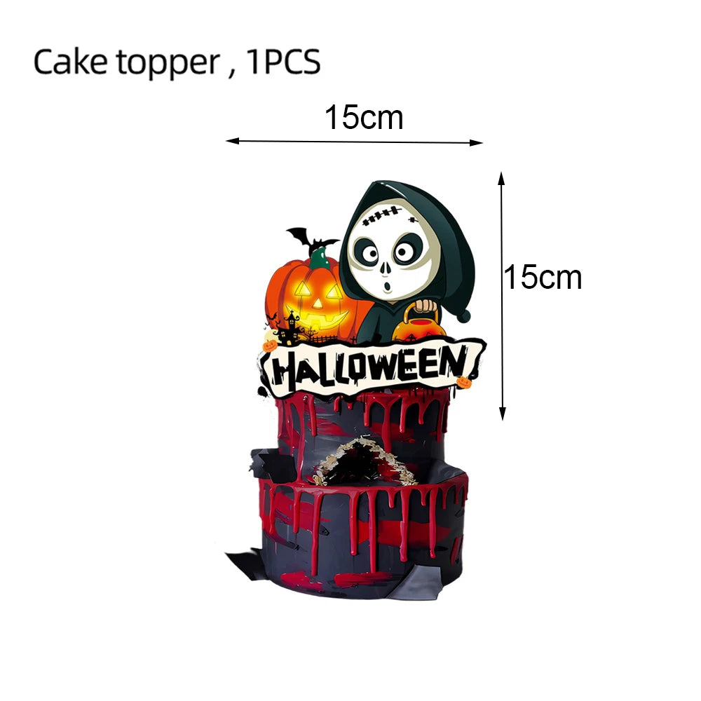 Ghost Skull Pumpkin Cupcake Toppers Halloween Cosplay