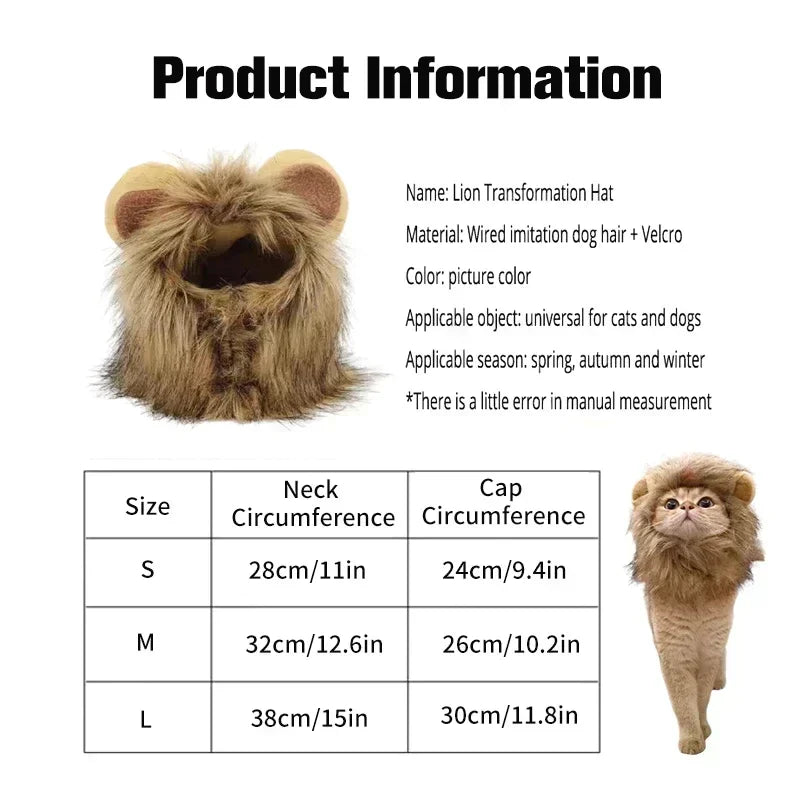 Lion Mane Hat Cat Dog Halloween Cosplay