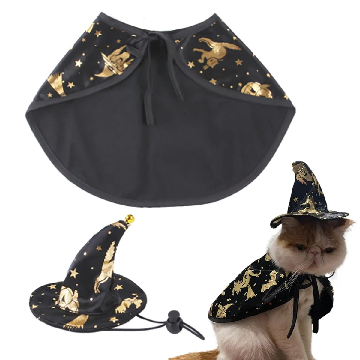 Cat Witch Cloak Hat Pet Halloween Cosplay