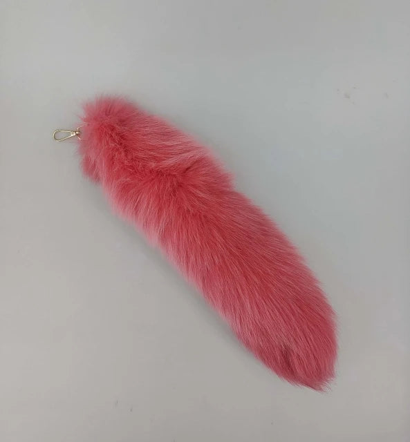 Natural Fox Fur Tail Keychain Cosplay Accessory