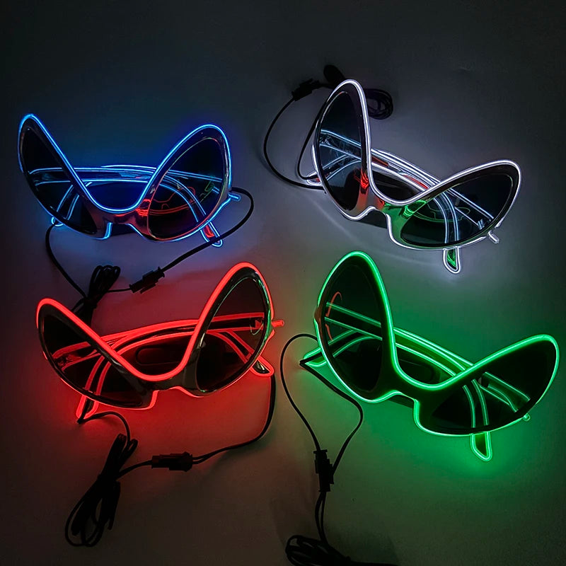 Luminous LED Alien Sunglasses Neon ET Glasses Props Halloween Cosplay