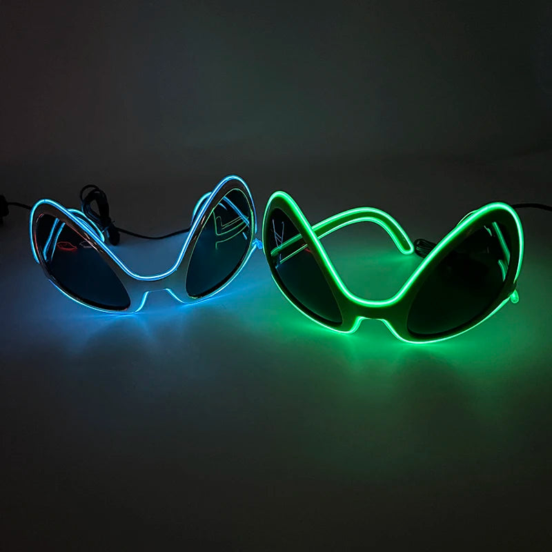 Luminous LED Alien Sunglasses Neon ET Glasses Props Halloween Cosplay
