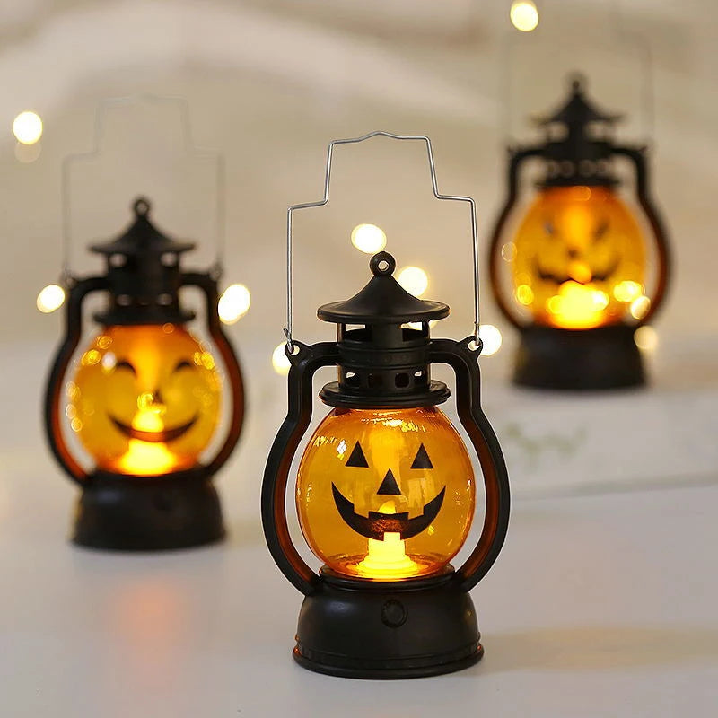 Vintage Pumpkin LED Hurricane Lantern Halloween Cosplay
