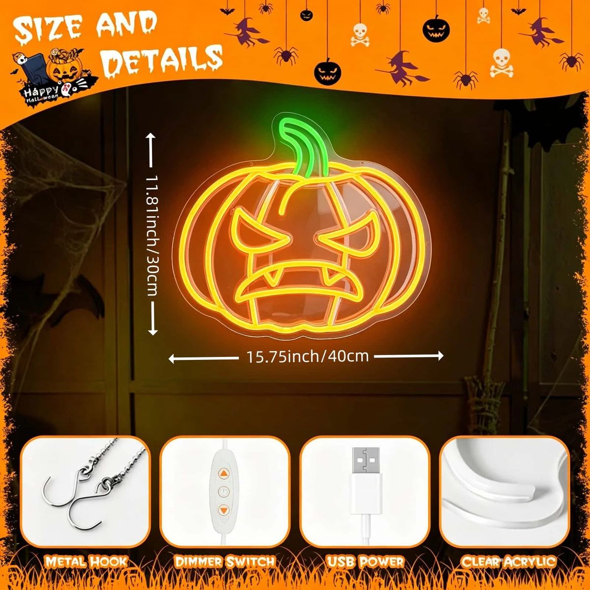Pumpkin Neon Sign LED Neon Light for Wall Decor