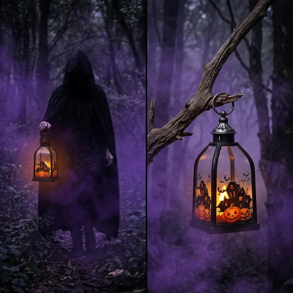 Vintage Flickering Candle LED Lantern Halloween Cosplay