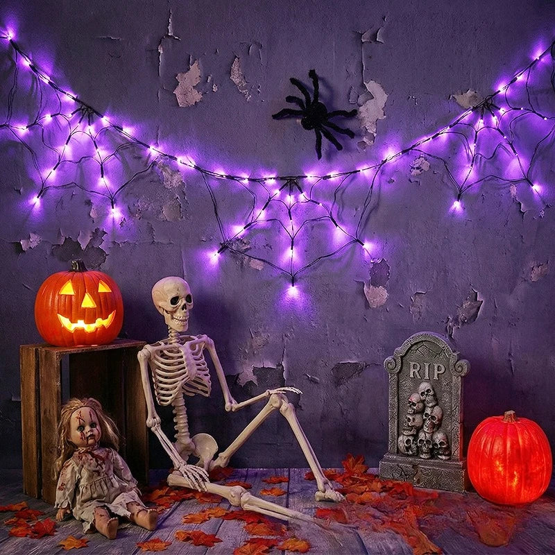 Spider Web LED String Lights Halloween Cosplay