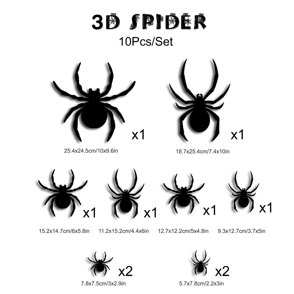 3D Bat Spider LED Light Wall Sticker Halloween Cosplay