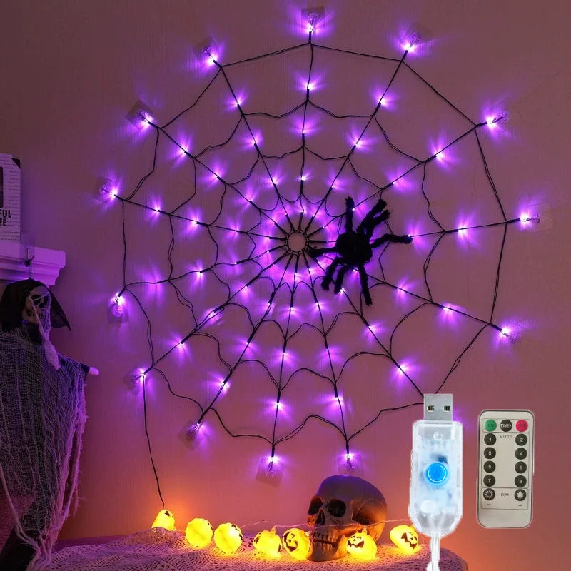 Spider Web LED String Lights Halloween Cosplay