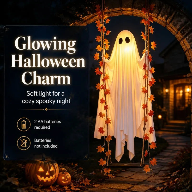 LED Ghost Halloween Decoration Swinging Hanging Lamp Glowing Wizard Light for Bar Party Halloween Props