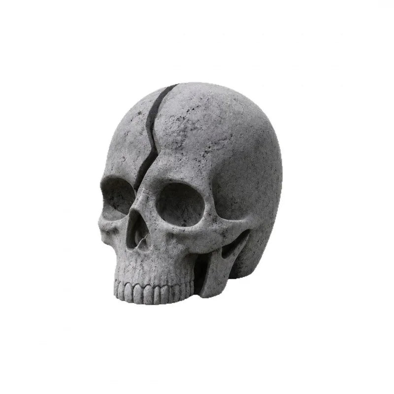 LED Light Up Crack Skull Figurine Halloween Cosplay