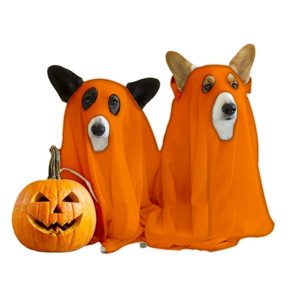 1Pc Halloween Ghost Shape Lightweight Elastic Dog Ghost Cloth Multi-color Fun Party Outfit for Small and Medium-sized Dogs