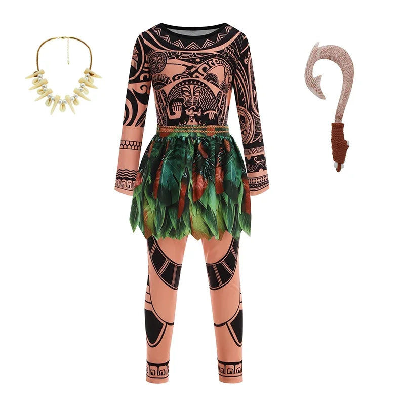 Kids Maui Tattoo Costume Set Halloween Cosplay