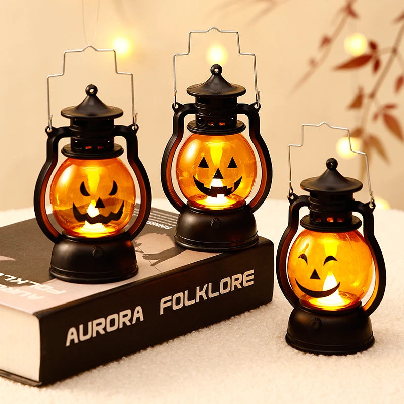 Halloween Pumpkin Lantern Hand-held Oil Lamp Skull Decoration Skeleton Lantern, Bar, Party Halloween Atmosphere Props