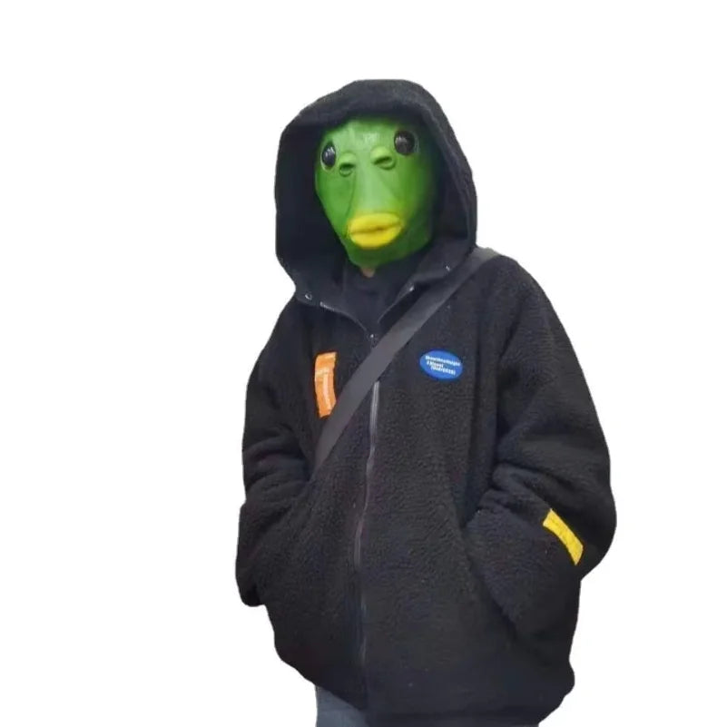 Funny Green Fish Head Latex Mask Halloween Cosplay