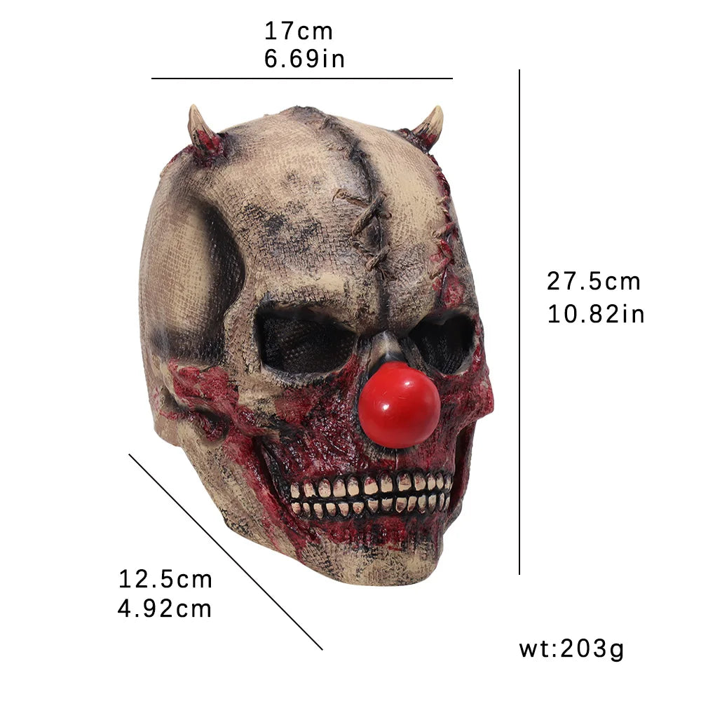 Horror Demon Skull Joker Latex Mask Halloween Cosplay