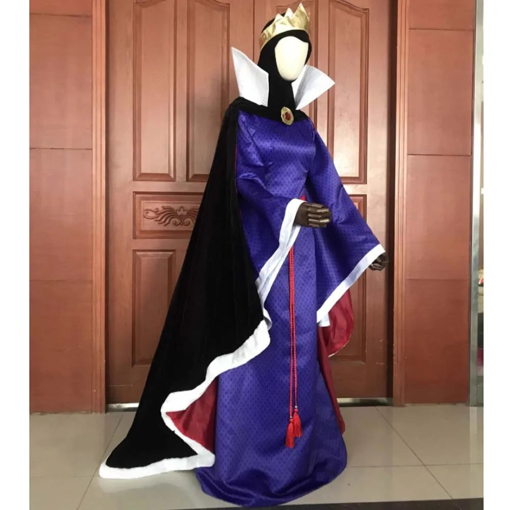 Top Quality Snow Princess Queen Evil Cosplay Costume Halloween Party Dress Adult Women