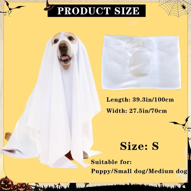 1Pc Halloween Ghost Shape Lightweight Elastic Dog Ghost Cloth Multi-color Fun Party Outfit for Small and Medium-sized Dogs