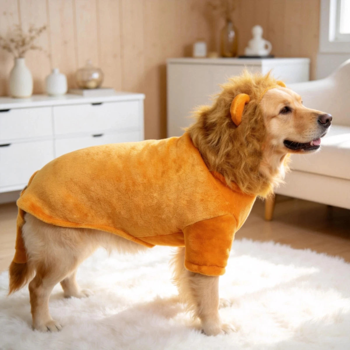 Lion Mane Fleece Jumpsuit Dog Halloween Cosplay
