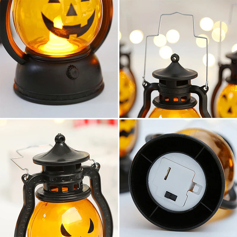 Vintage Pumpkin LED Hurricane Lantern Halloween Cosplay