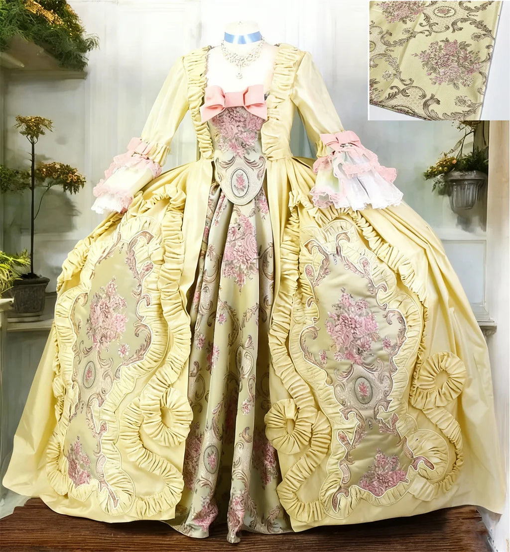 18th Century Queen Marie Antoinette Robe a la francaise Ball Gown Women Fancy Embroidered Rococo Dress Custom Made