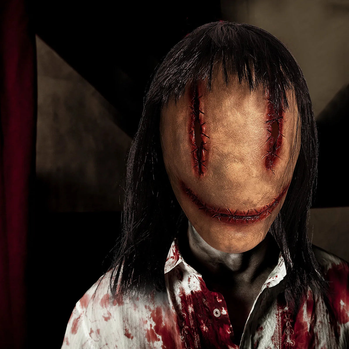 Scary Smiling Faceless Ghost Killer Latex Mask Halloween Cosplay