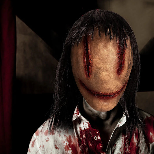 Scary Smiling Faceless Ghost Killer Latex Mask Halloween Cosplay