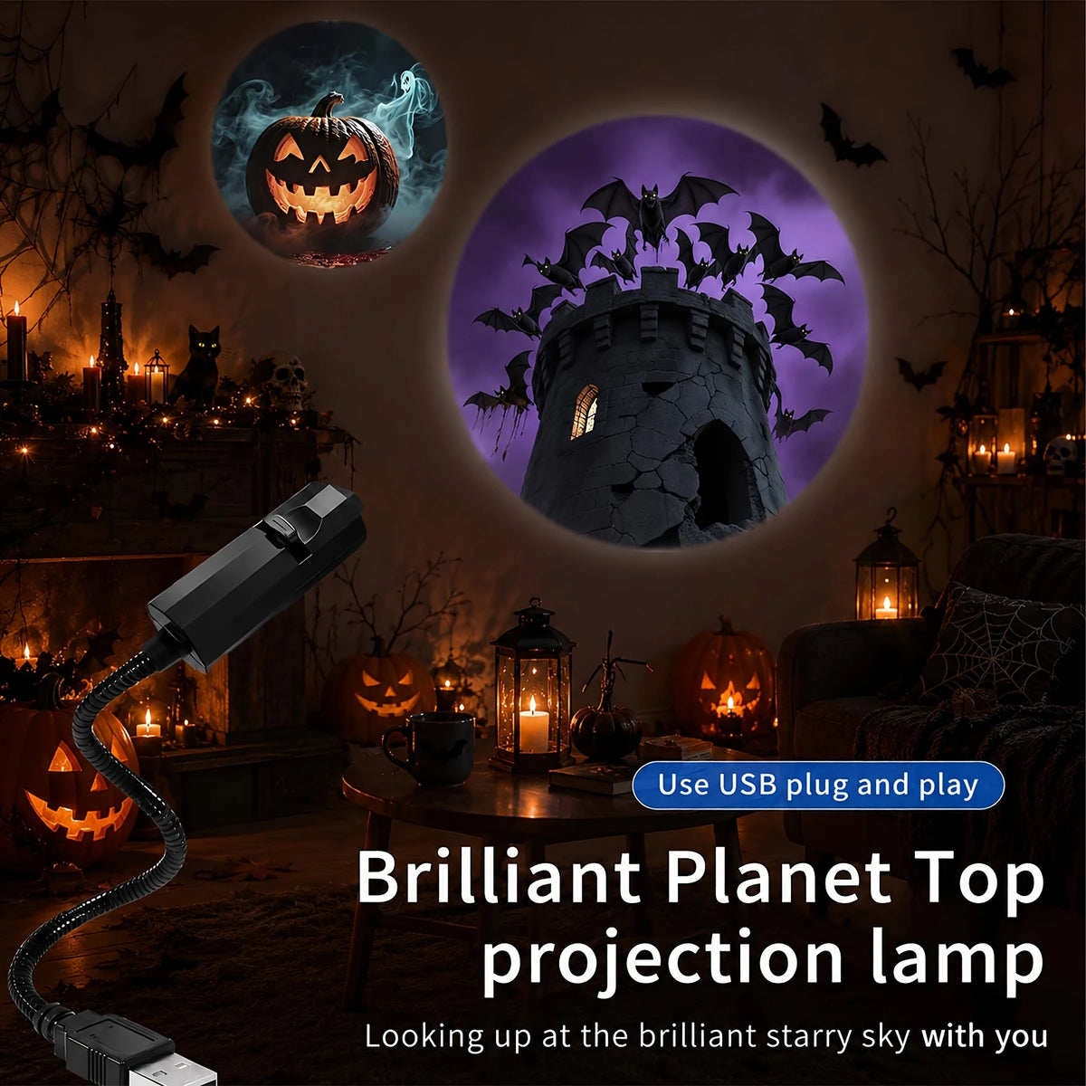 USB LED Projection Lamp,3/6pcs Patterns Light