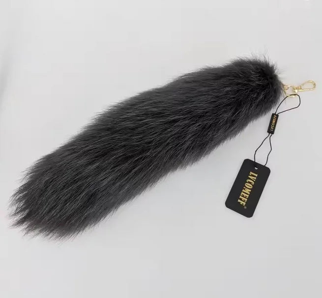 Natural Fox Fur Tail Keychain Cosplay Accessory