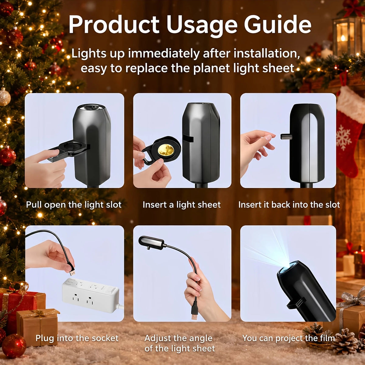 USB LED Projection Lamp,3/6pcs Patterns Light