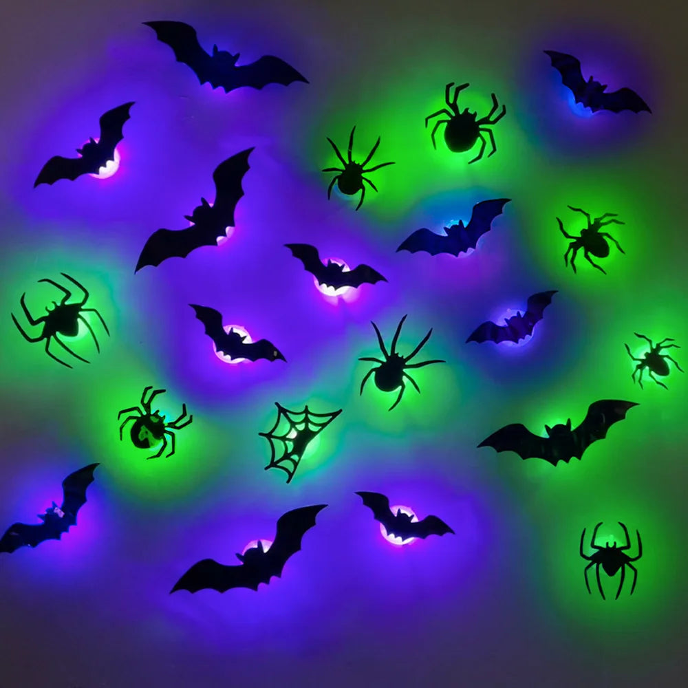 3D Bat LED Light Wall Stickers Halloween Cosplay