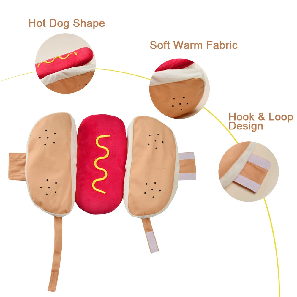 Pet Hot Dog Outfit Cat Dog Halloween Cosplay