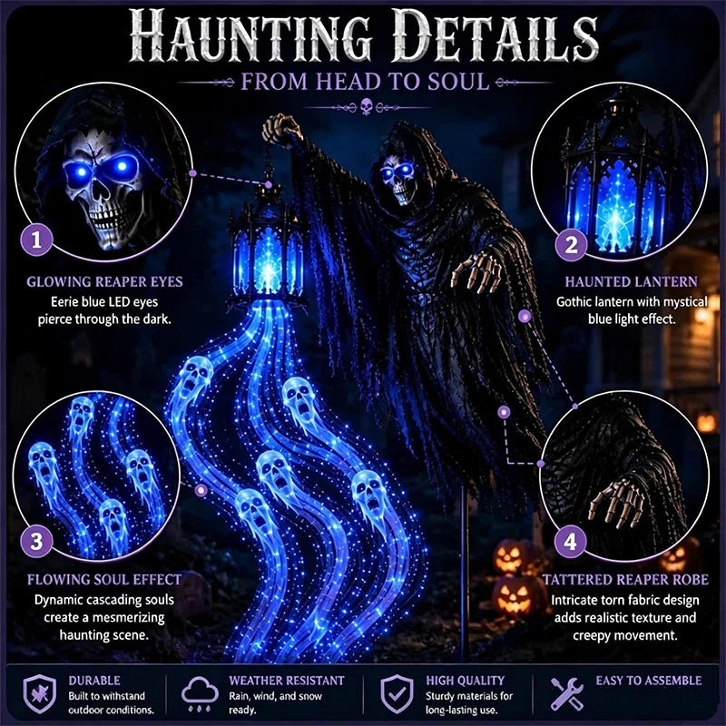 LED Light-Up Grim Reaper Garden Light Halloween Cosplay