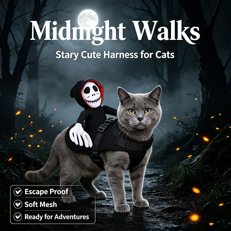Death Rider Skeleton Jumpsuit Cat Dog Halloween Cosplay