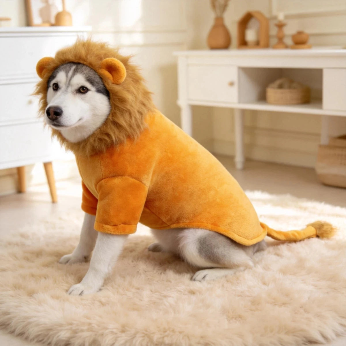 Lion Mane Fleece Jumpsuit Dog Halloween Cosplay