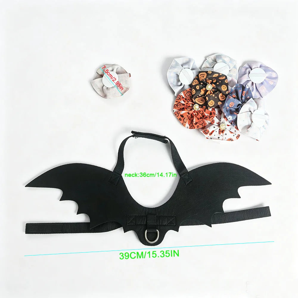 Bat Wings and Bow Cat Dog Halloween Cosplay