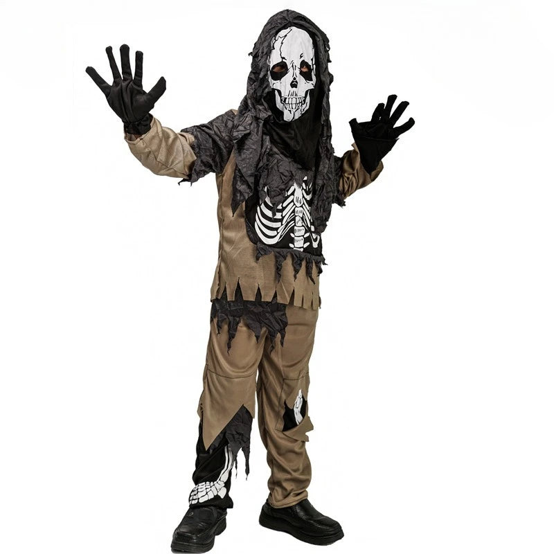 Scary Zombie Skeleton Skull Costume