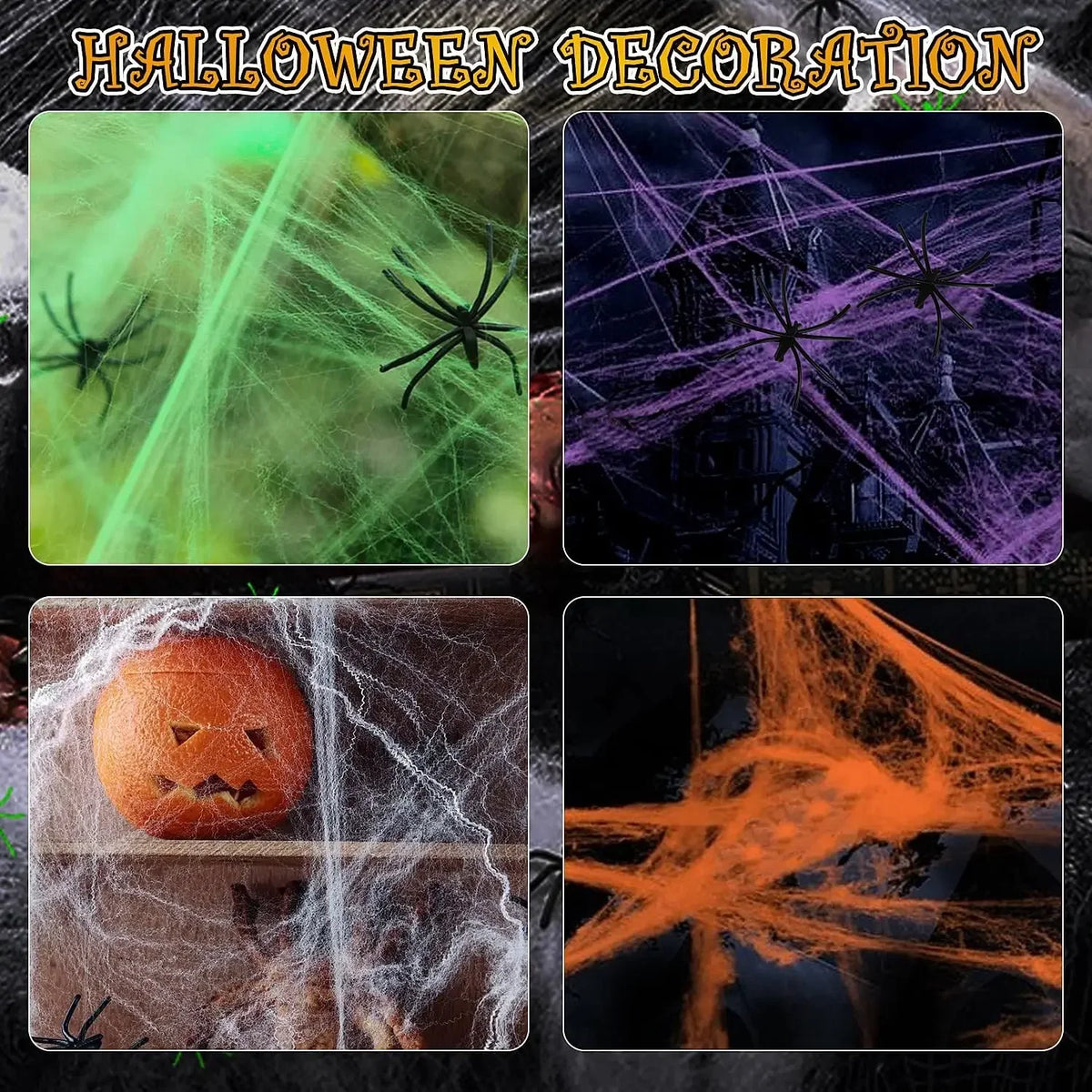 Artificial Stretchy Spider Web with Spiders Halloween Cosplay