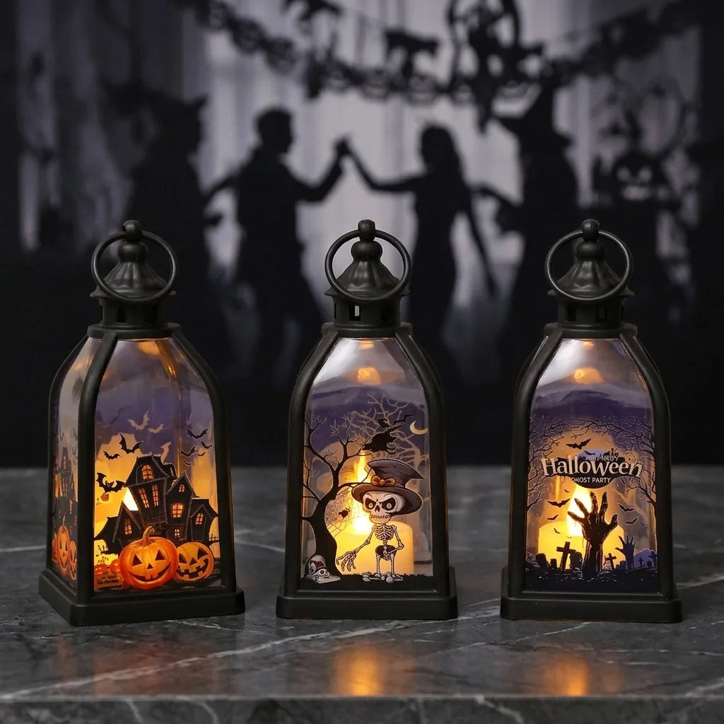 Vintage Flickering Candle LED Lantern Halloween Cosplay