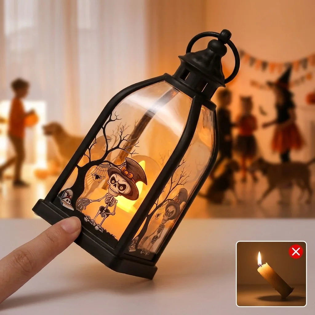 Vintage Flickering Candle LED Lantern Halloween Cosplay