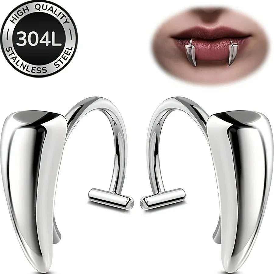 Vampire Fangs Fake Lip Rings Jewelry Halloween Cosplay