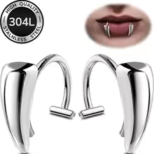 Vampire Fangs Fake Lip Rings Jewelry Halloween Cosplay
