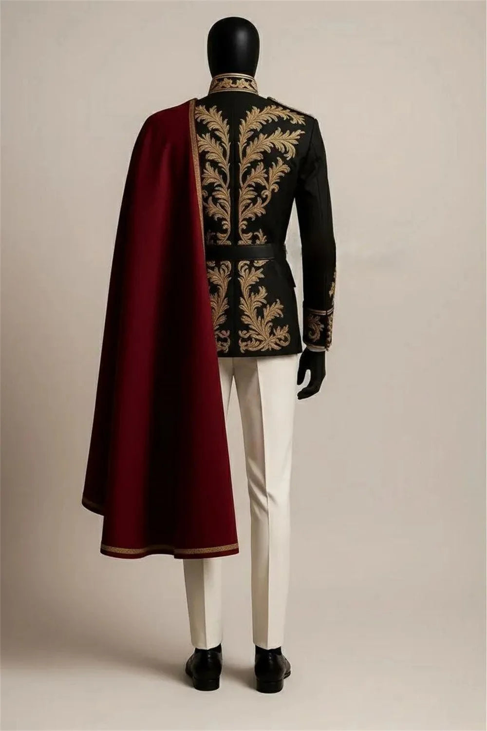 Black Gold Embroidered Baroque Victorian Costume