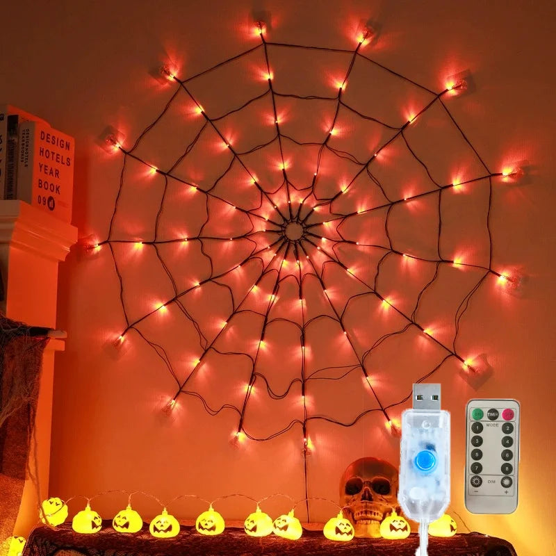 Spider Web LED String Lights Halloween Cosplay