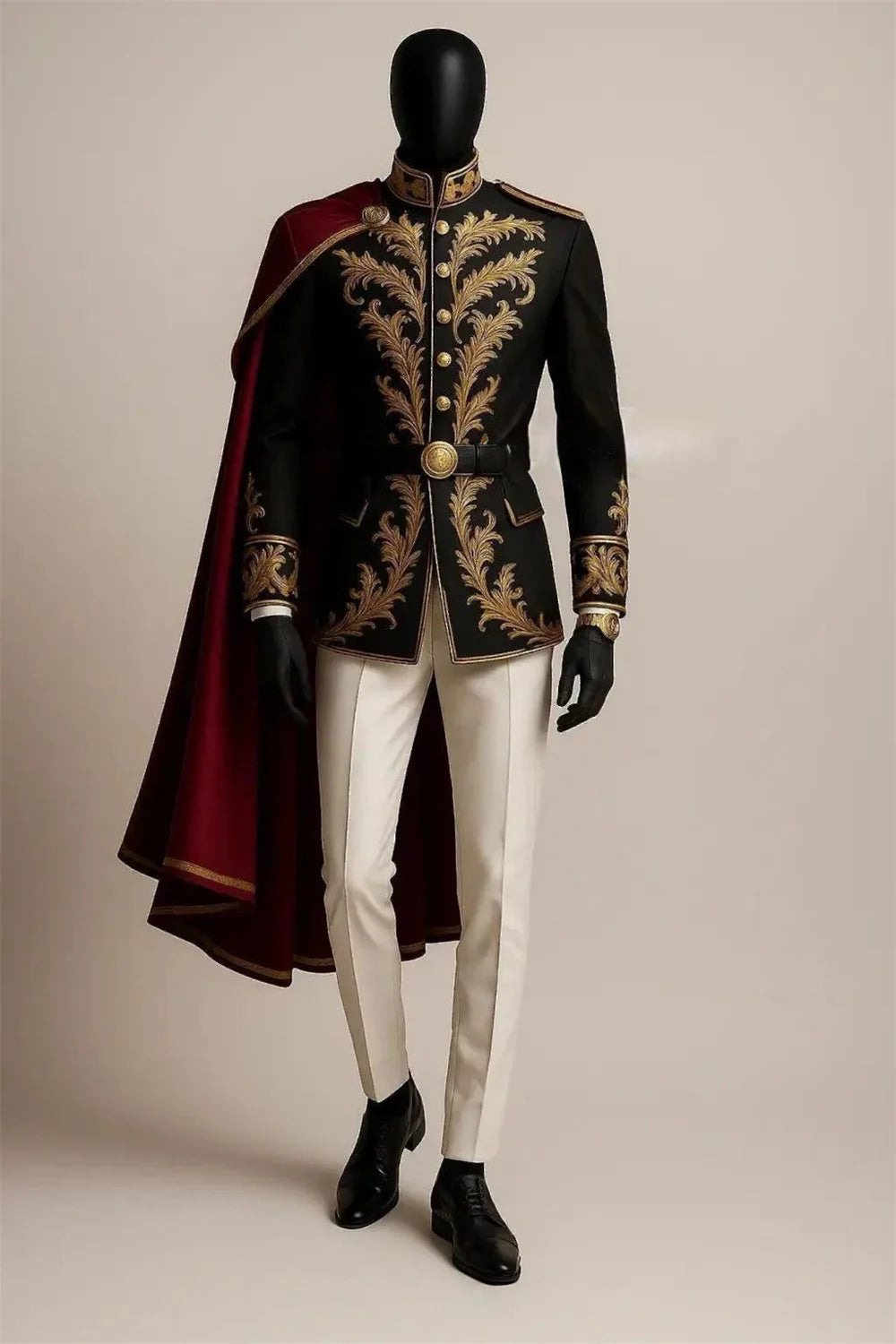Black Gold Embroidered Baroque Victorian Costume